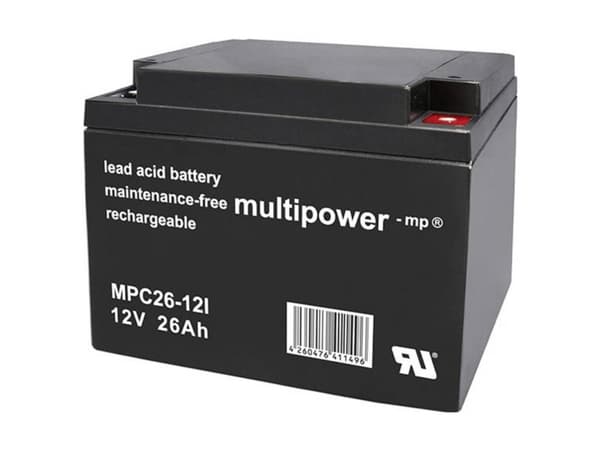 multipower MPC26-12I Blybatteri 12 V 26 Ah Blyfleece (B x H x T) 166 x 125 x 175 mm M5 skruetilslutning Cyklusstabilt, Vedligeholdelsesfri, Lav selva