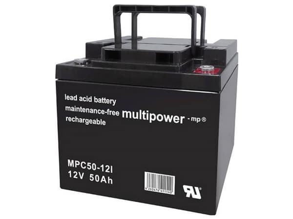 multipower MPC50-12I Blybatteri 12 V 50 Ah Blyfleece (B x H x T) 199 x 171 x 166 mm M6 skruetilslutning Cyklusstabilt, Vedligeholdelsesfri, Lav selva