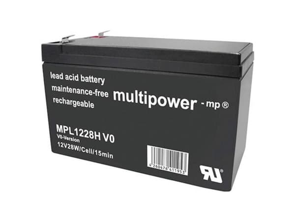 multipower MPL1228H-V0 Blybatteri 12 V 7.2 Ah Blyfleece (B x H x T) 65 x 102 x 151 mm Fladstik 6,35 mm Vedligeholdelsesfri, Lav selvafladning
