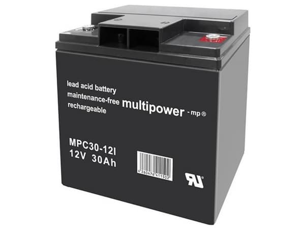 multipower MPC30-12I Blybatteri 12 V 30 Ah Blyfleece (B x H x T) 166 x 176 x 125 mm M6 skruetilslutning Cyklusstabilt, Vedligeholdelsesfri, Lav selva