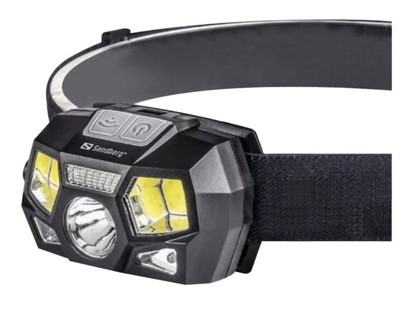 Sandberg Headlamp 5in1 Recharge Sensor, Headband flashlight, Black, Buttons, Motion sensor, LED, 75 lm, 200 lm
