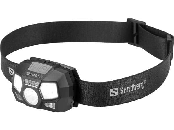 Sandberg Headlamp 5in1 Recharge Sensor, Headband flashlight, Black, Buttons, Motion sensor, LED, 75 lm, 200 lm