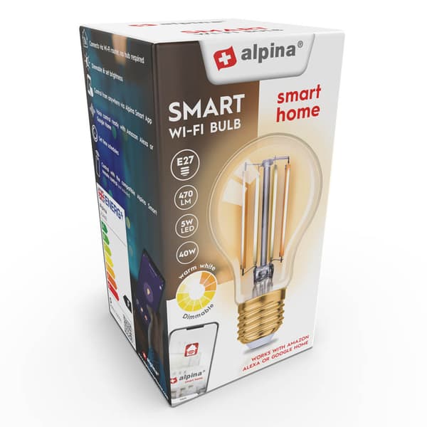 Alpina-SmartWi-Fipære,E27fatning,effekt4,9W,varmhvid