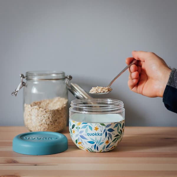 Quokka Bubble Food Jar - Plastic food container / lunchbox 770 ml (Watercolor Leaves)