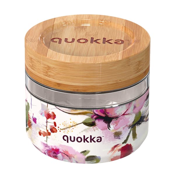 QuokkaDeliFoodJar-Glasmadbeholder/madpakke500ml(Mørkeblomster)