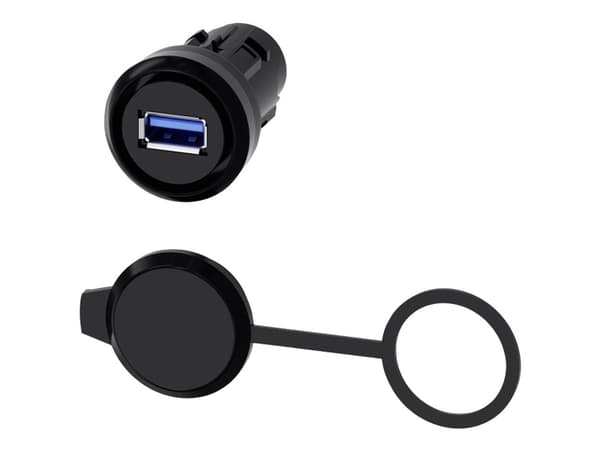 USB-anslutning 22mm plast svart