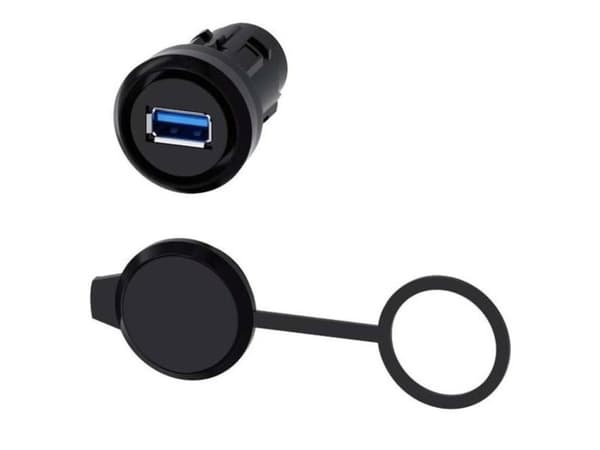 USB-anslutning 22mm plast svart