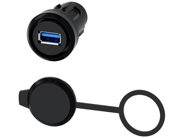USB-anslutning 22mm plast svart