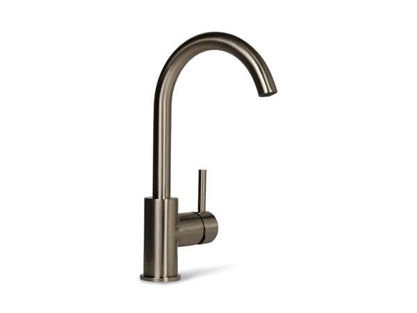 BLUE LABEL Engreppsblandare utan pop-up avfall - kallstartfunktion &amp; 3/8" anslutning - borstad nickel - med svängbar C-topp