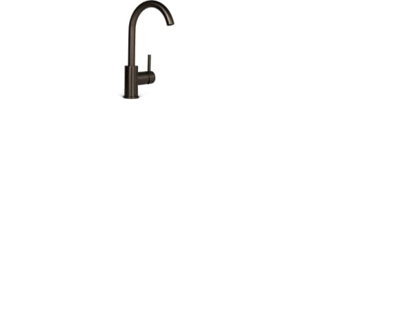 BLUE LABEL Etgrebs håndvaskarmatur uden bundventil - kold start funktion & 3/8" tilslutningsslanger - gun metal - med drejbar C tud