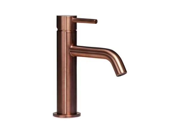 BLUE LABEL Etgrebs håndvaskarmatur uden bundventil - kold start funktion & 3/8" tilslutningsslanger - børstet bronze