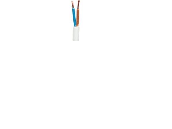 Tilledning rund, pvc2x1 mm² PKA hvid 300/500Vring, kabeldiameter 7,5 mm - (50 meter)
