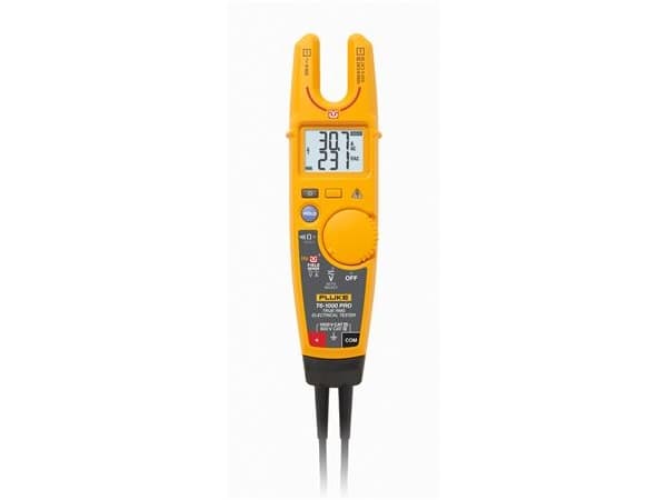 FLUKE T6-1000 PRO Eltester måler spænding op til 1000 V AC og strøm op til 200 A AC gennem et åbent næb og uden kontakt mellem testledning