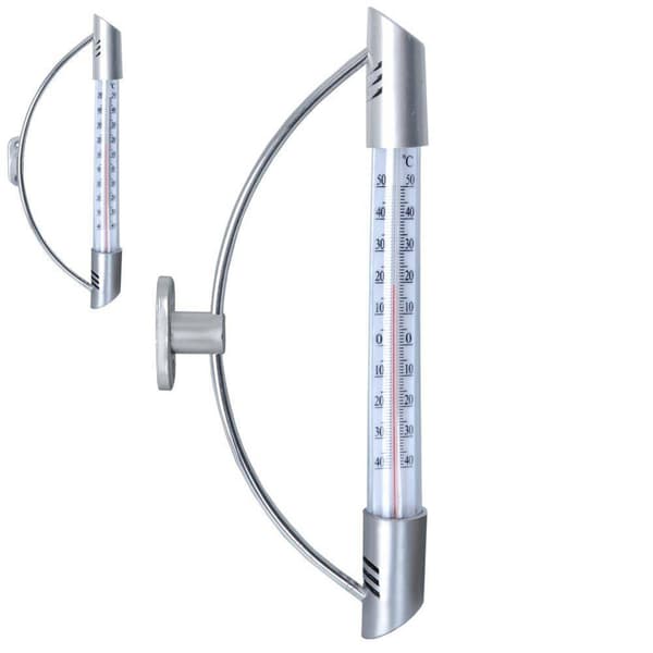 Modern utomhusfönstermometer för ett 24 cm fönster (silver)