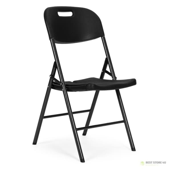 taittotuolin setti, metallinen HDPE, musta, ModernHome