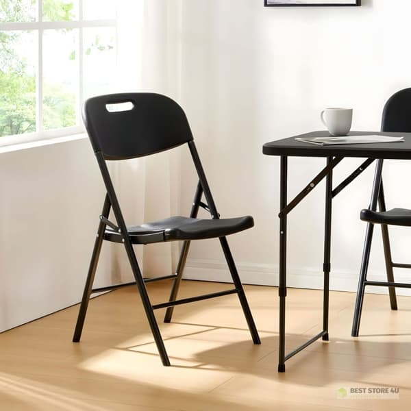 taittotuolin setti, metallinen HDPE, musta, ModernHome