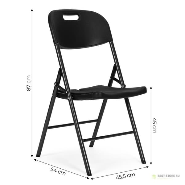 taittotuolin setti, metallinen HDPE, musta, ModernHome