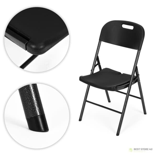 taittotuolin setti, metallinen HDPE, musta, ModernHome