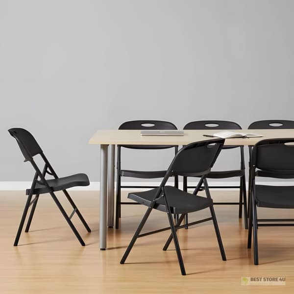 taittotuolin setti, metallinen HDPE, musta, ModernHome