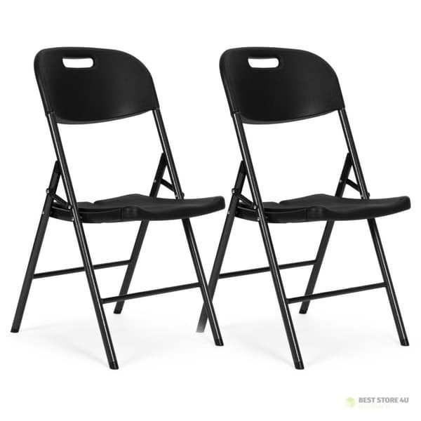 taittotuolin setti, metallinen HDPE, musta, ModernHome
