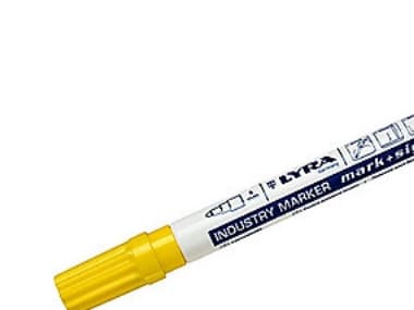 Lyra industrimarker 3mm gul - m/hurtigttørrende maling og indvendig kugle