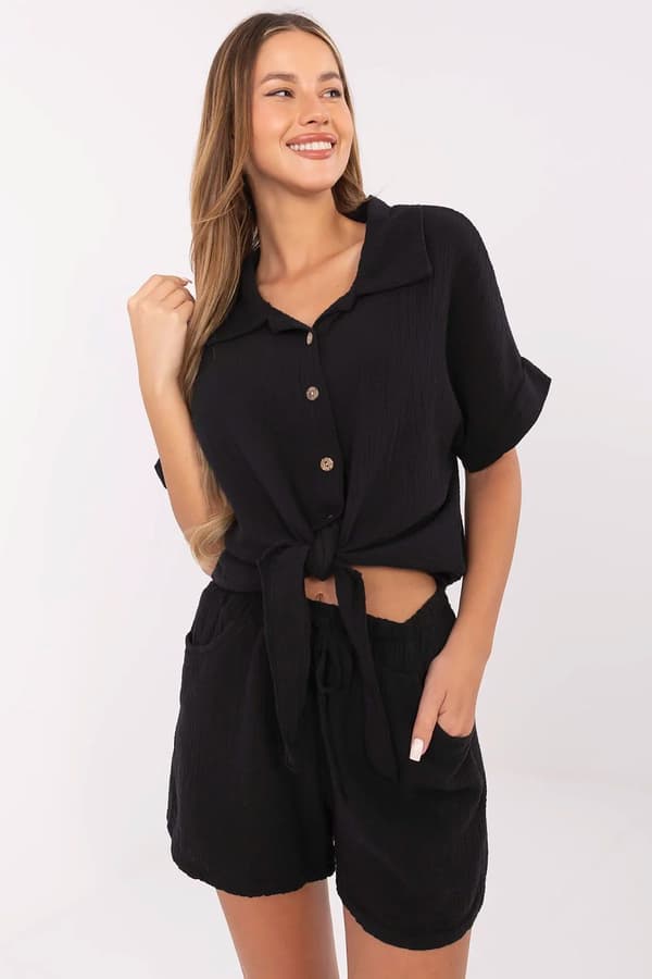 Short sleeve shirt model 213865 Italy Moda black one-size-fits-all