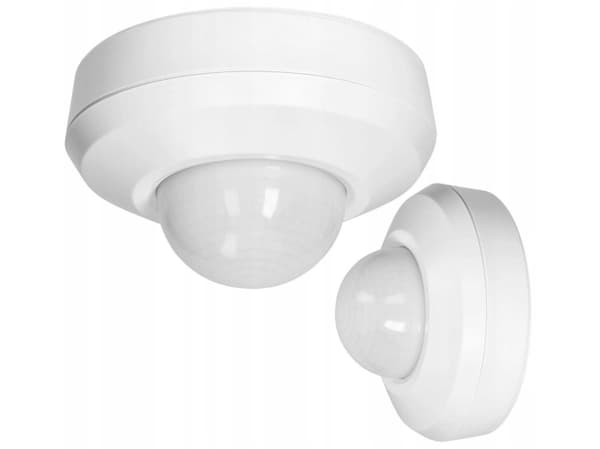 Liike- ja läsnäolotunnistin 360st, IP44, 2000W, lisäasennusjalusta, 3 tunnistinta, valkoinen