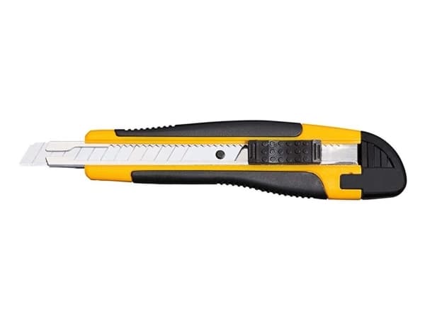 WEDO Allround Cutter, blad: 9 mm, svartgul gummerad greppzon, brythjälp, hölje av ABS-plast (78 609)