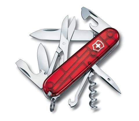 Victorinox Climber, Fällkniv av slipjoint-modell, Kniv med flera verktyg, Clip point, Rostfritt stål, ABS synthetics, Röd
