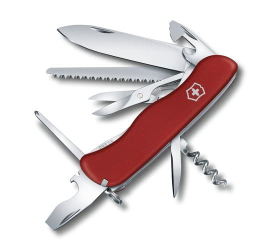 Victorinox Outrider, Fällkniv med låsblad, Kniv med flera verktyg, Polyamid, Röd, Rostfritt stål, 14 verktyg, 11,1 cm