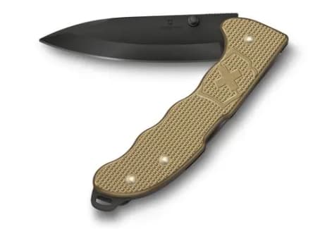 Victorinox Evoke BS Alox, Fällkniv med låsblad, Jaktkniv, Clip point, Beige, 13,6 cm, 18 mm