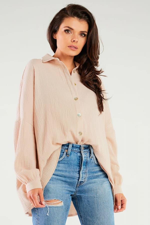 Lång skjorta Infinite You beige one-size-fits-all
