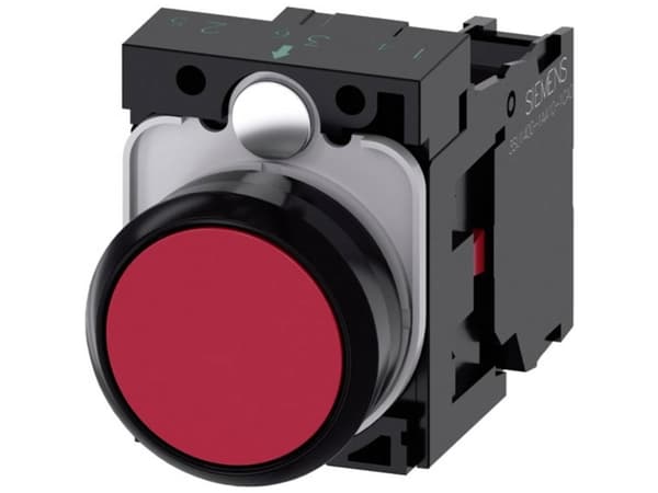 Trykknap 22mm rund plast rød knap 1NC sk
