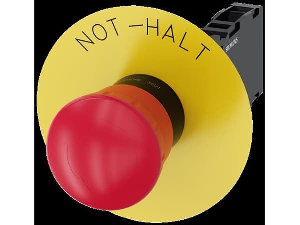 Hätäpysäytys 22mm pyöreä muovi punainen 1NO1NC sk t