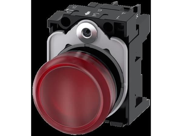 Signallampe 22mm ru pla rød lin glat 230