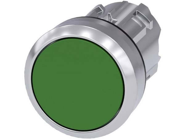 Tryckknapp 22mm rund metall höggl grön knapp
