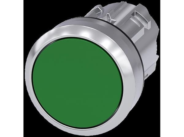 Tryckknapp 22mm rund metall höggl grön knapp
