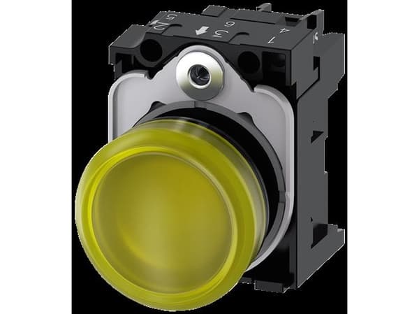 Signallampa 22mm grovplåt gul slät 230V