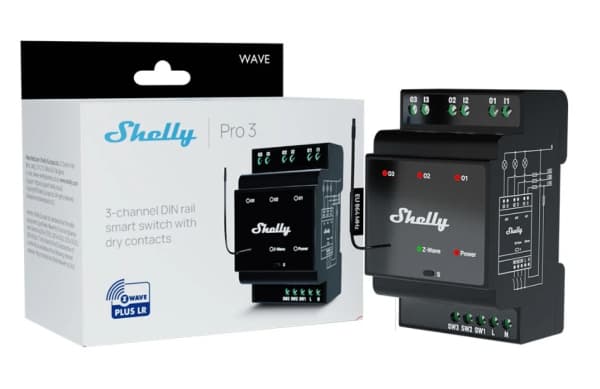 Shelly DIN-skinne ""Wave Pro 3"" relé maks. 48 A 3 faser 3x 16A (Shelly_W_Pro_3)