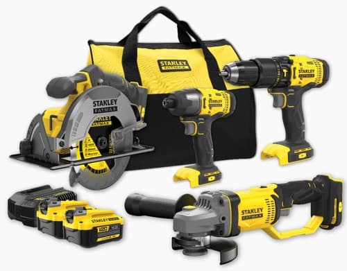 Verktygssats Stanley SFMCK469M2-QW (SFMCD711 + SFMCF800 + SFMCG400 + SFMCS500); 2x4,0 Ah cc.