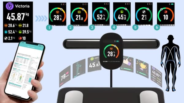 WOBELL vægt med kropssammensætningsanalyse sort smart bluetooth-forbindelse med telefon