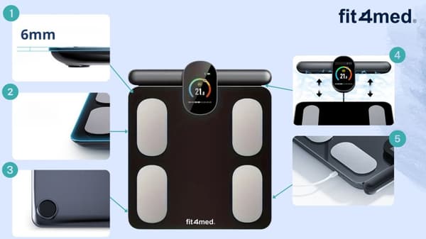 WOBELL vægt med kropssammensætningsanalyse sort smart bluetooth-forbindelse med telefon