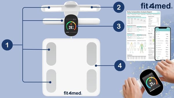 WOBELL-vaaka kehonkoostumusanalyysillä, valkoinen älykäs Bluetooth-yhteys puhelimeen