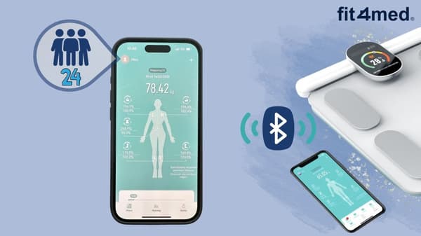 WOBELL-vaaka kehonkoostumusanalyysillä, valkoinen älykäs Bluetooth-yhteys puhelimeen
