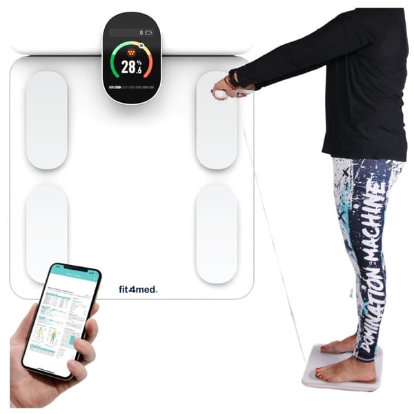 WOBELL-vaaka kehonkoostumusanalyysillä, valkoinen älykäs Bluetooth-yhteys puhelimeen