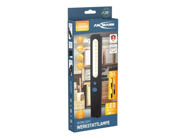 Ansmann WL390R, LED, Kjølig hvit, Varm hvit, 385 lm, Sort, Plast, IP20