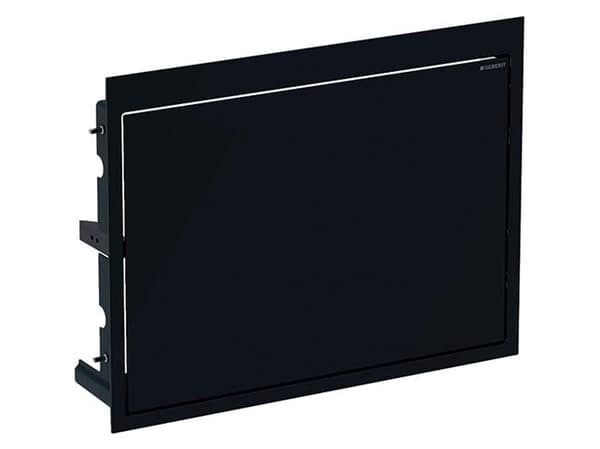 Låge med push sort plexi glas