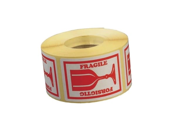 Etiket med tekst Forsigtig/Fragile 45x65mm 1000 stk/rul