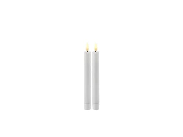 Sirius Sille Genopladelig Kronelys Hvid - Ø 2 cm - H 20 cm - 2 stk