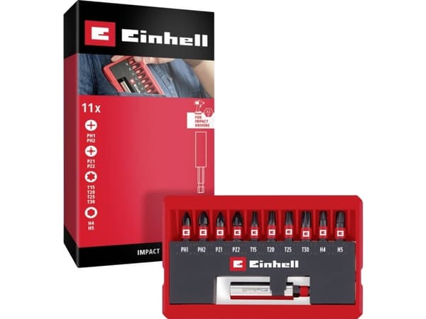Einhell Impact Bit Taschenbox 11tlg 118673 Bitssats 1/4 (6,3 mm), PH, PZ, TORX, Hex